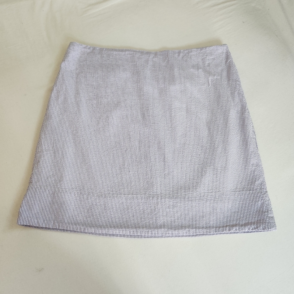 Castaway Nantucket Island seersucker skirt straight striped pale purple white 10